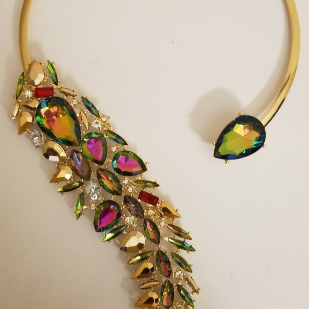 Multicolor Rhinestone Statement Choker Necklace